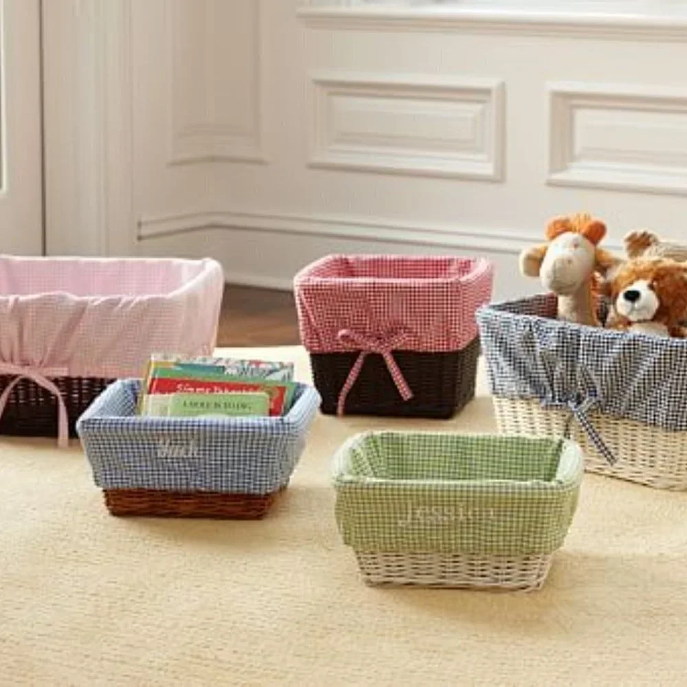 Pottery Barn Basket Liner Mint Green with White Polka Dots Polyester Teen Dorm